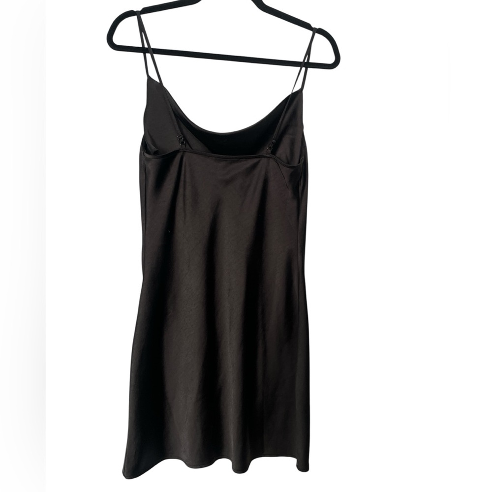 ENDLESS ROSE Black Satin Slip Mini Dress Cowl Neck Adjustable Straps LBD Size 2 - Picture 4 of 7